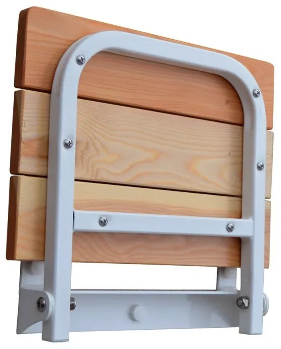 Sedile doccia a muro con seduta pieghevole 35x32 in legno di larice