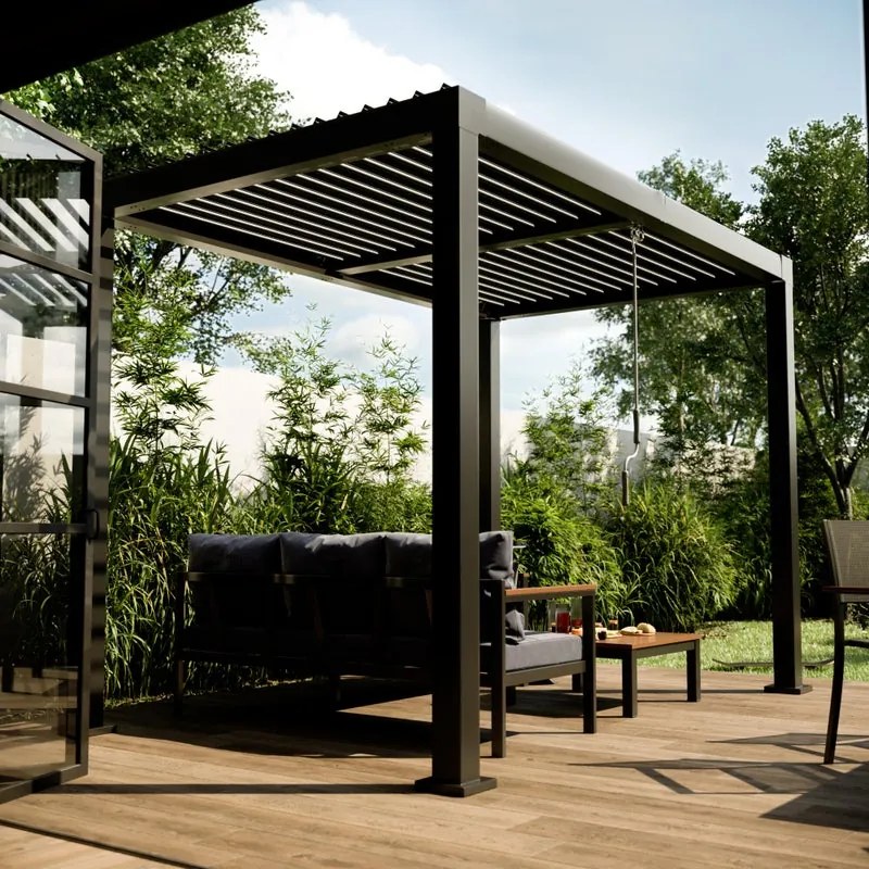 Pergola bioclimatica 3x2 m in alluminio grigio antracite - Clima NATERIAL