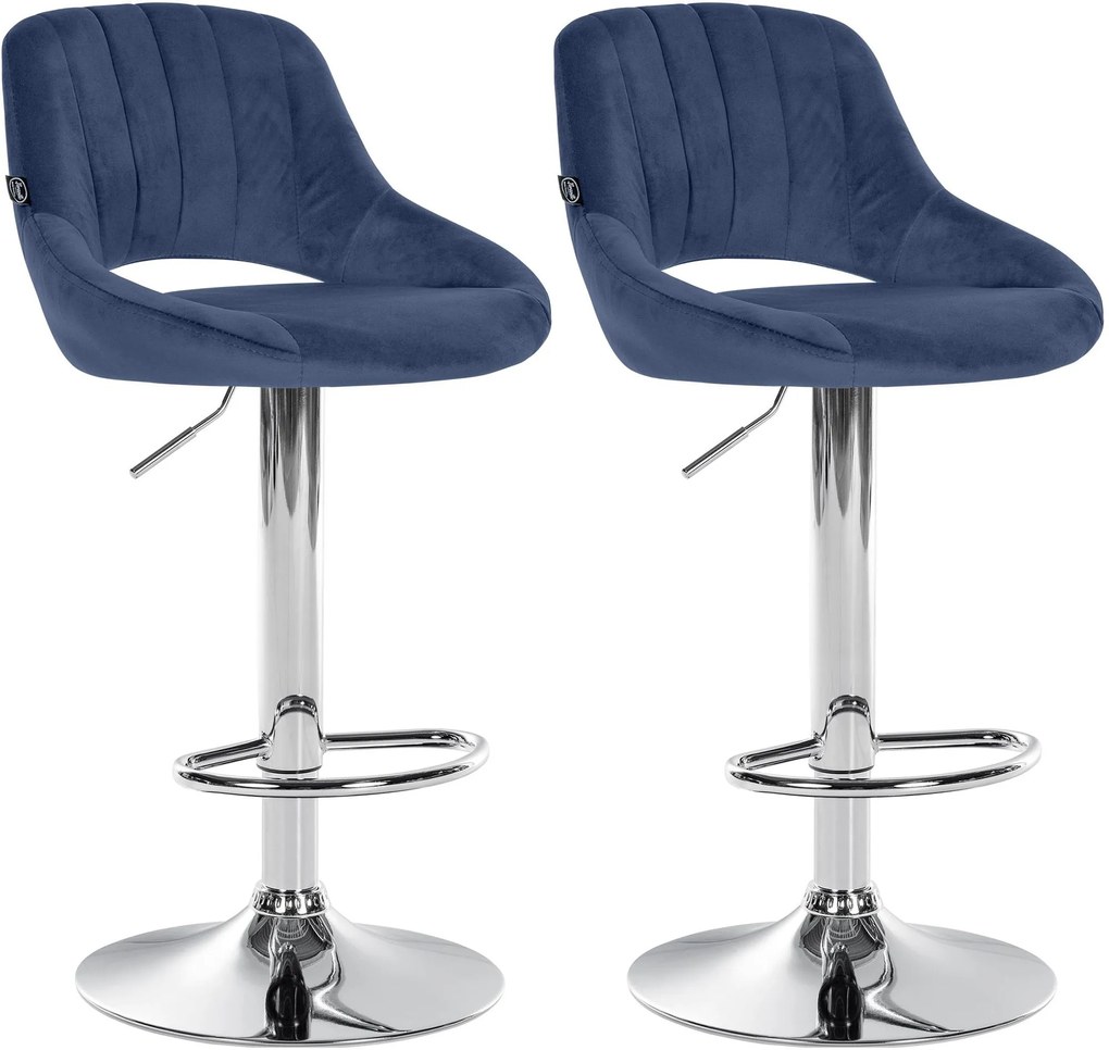 Set 2 Barhocker Milet İn Velluto: Eleganza E Comfort Per İl Tuo Spazio. / Blau / Metall İn Chromoptik