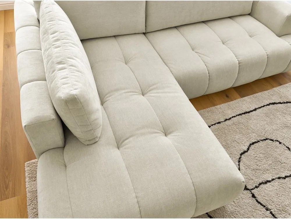 Divano angolare beige allungabile e con contenitore (penisola a sinistra/a L) Fuji – Bobochic Paris