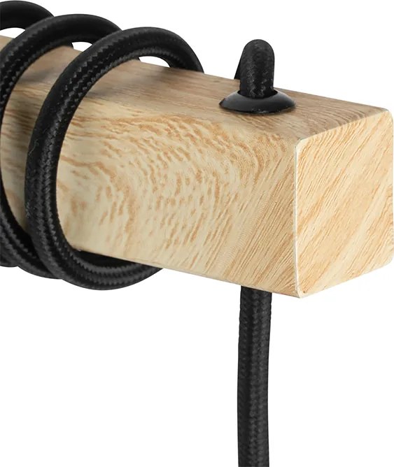 Lampada da parete smart nera con legno incl. WiFi A60 - Chon