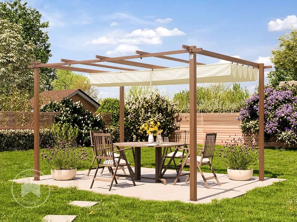 PRIMEYARD Pergola 3x4m, parasole, crema - (400103)