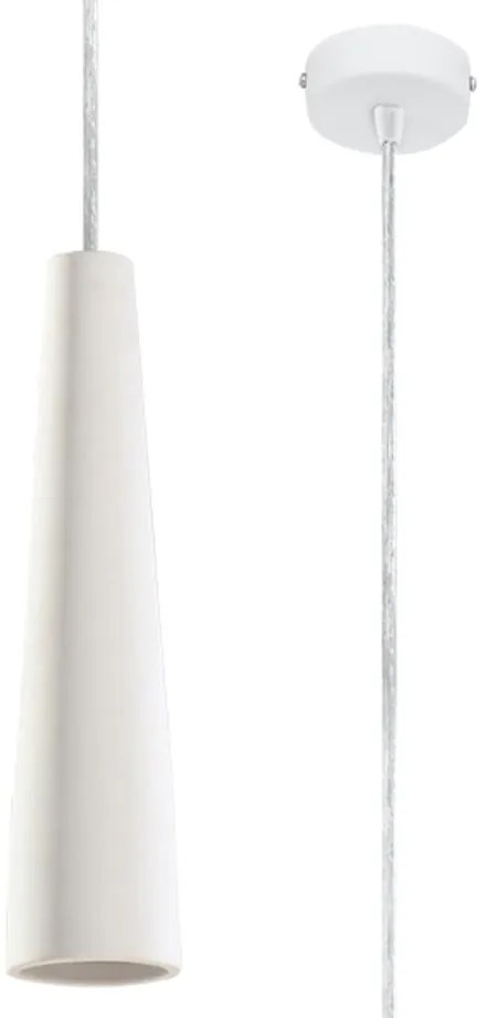 Lampada a sospensione bianca con paralume in ceramica ø 8 cm Alverna - Sollux