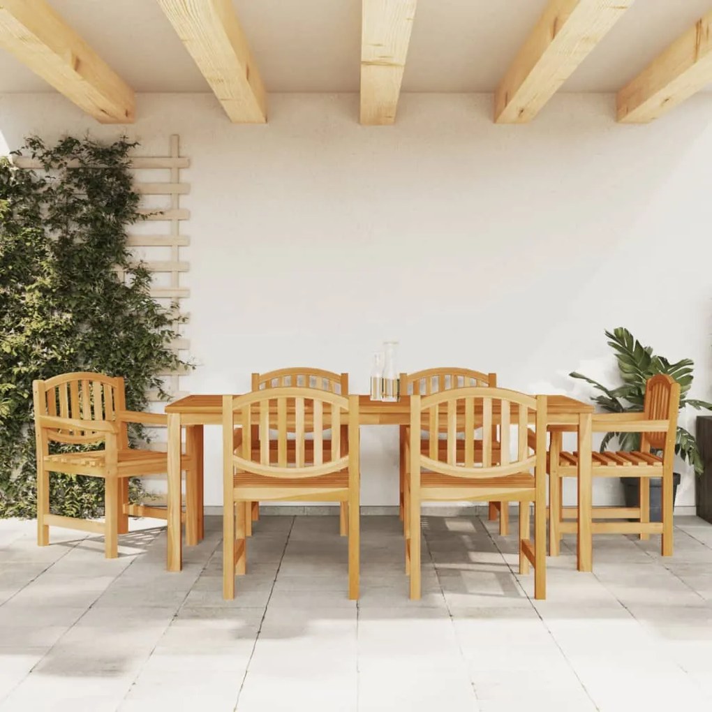 Set Da Pranzo Da Giardino 7 Pz İn Legno Massello Di Teak /