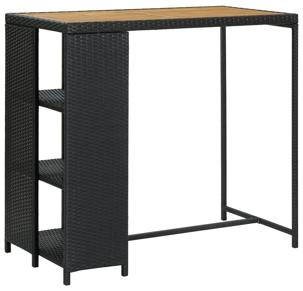 Tavolo Da Bar Con Ripiani Nero 120x60x110 Cm İn Polyrattan /