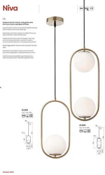 Redo 01-2627 - Lampadario a sospensione con filo NIVA 3xE14/28W/230V