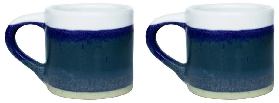 Tazze in set per espresso blu scuro in gres 2 pz 80 ml Marlow – Sass &amp; Belle