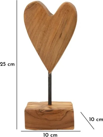 Scultura Cuore In Teak Ric. Cm 10X10X25 (Pezzi Unici - Non Rip. In Serie)