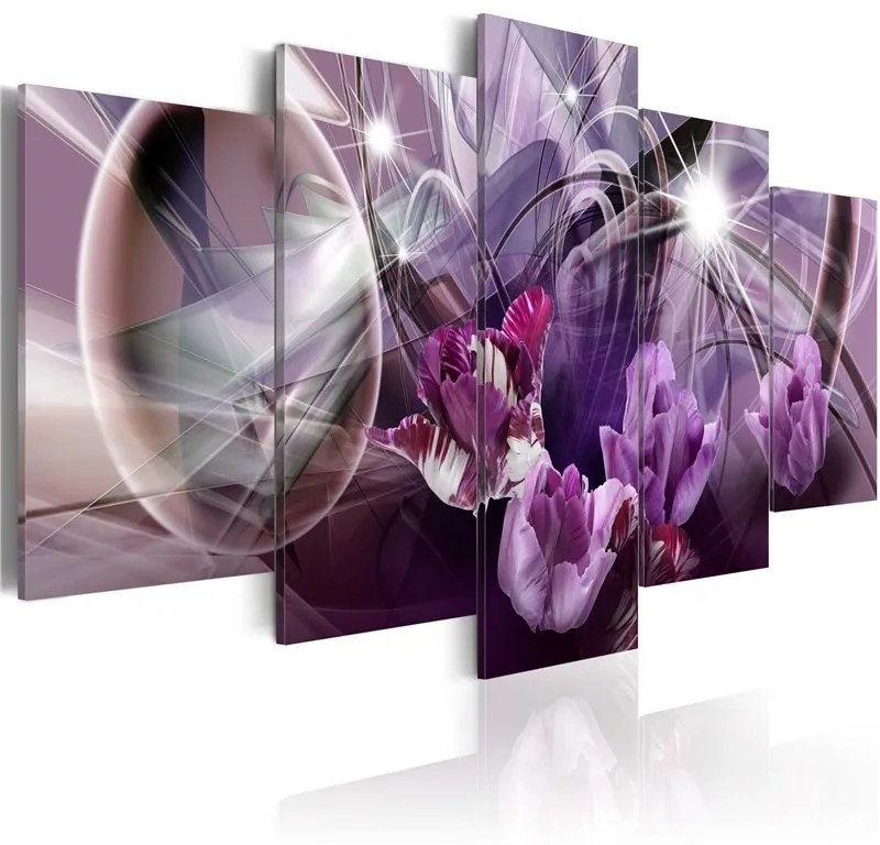 Quadro Viola dei tulipani  Colore Viola, Dimensioni e Misure 100x50