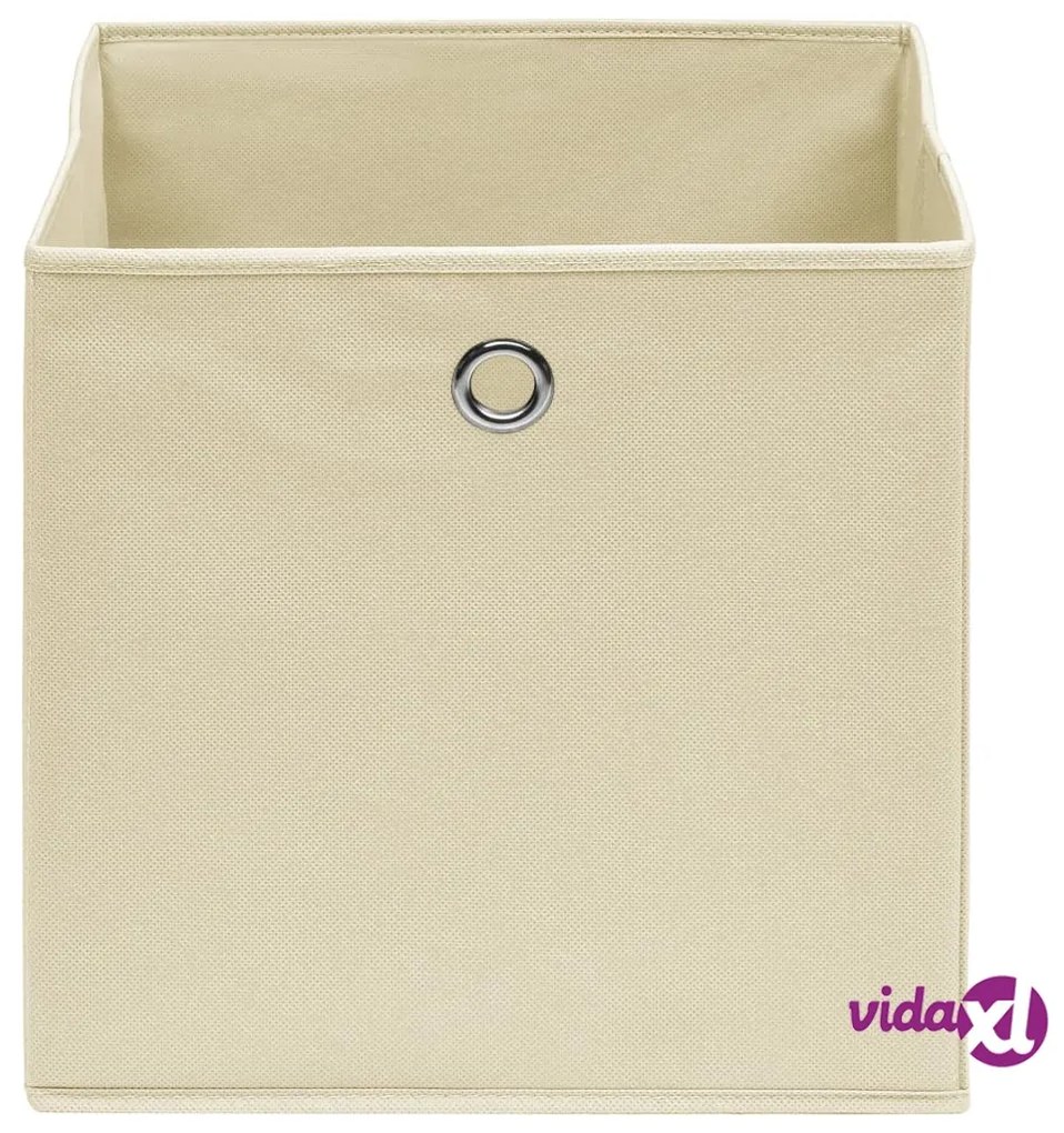 vidaXL Contenitori 10 pz in Tessuto non Tessuto 28x28x28 cm Crema