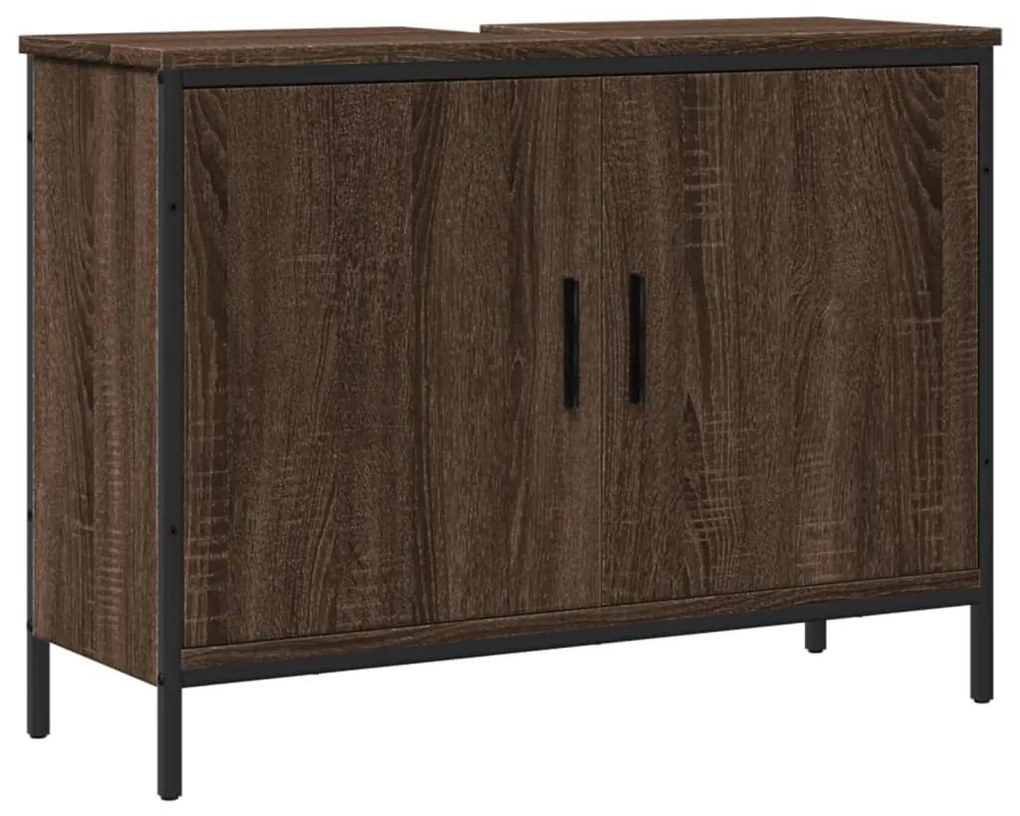 Mobile lavabo bagno rovere marrone 80x30x60cm legno multistrato