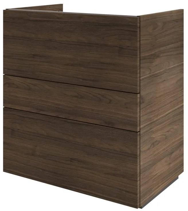 Mobile da bagno a terra  L 75 x H 84 x P 48 cm noce, 3 cassetti Apertura push-pull SENSEA Neo Line, Maniglie acquistabili separatamente