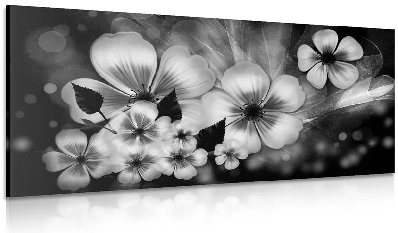 Stampa su tela – Fantasia di fiori in bianco e nero