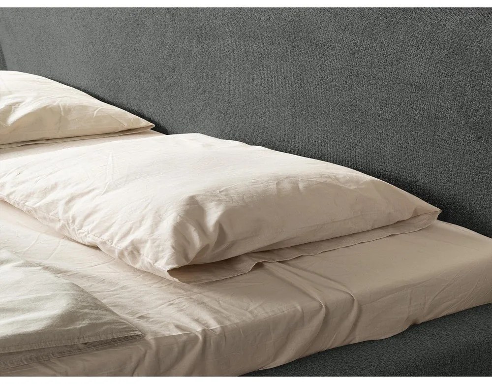 Letto matrimoniale imbottito grigio scuro con rete inclusa 160x200 cm Makana – Makamii