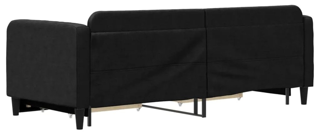 Divano letto estraibile con cassetti nero 80x200 cm in tessuto