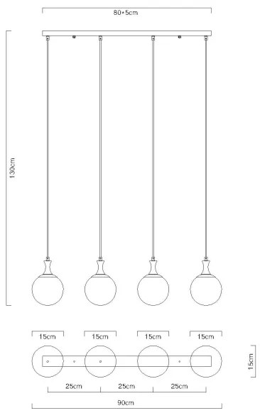 Globo 15885-4H - Lampadario a sospensione con filo DALTON 4xE27/10W/230V nero