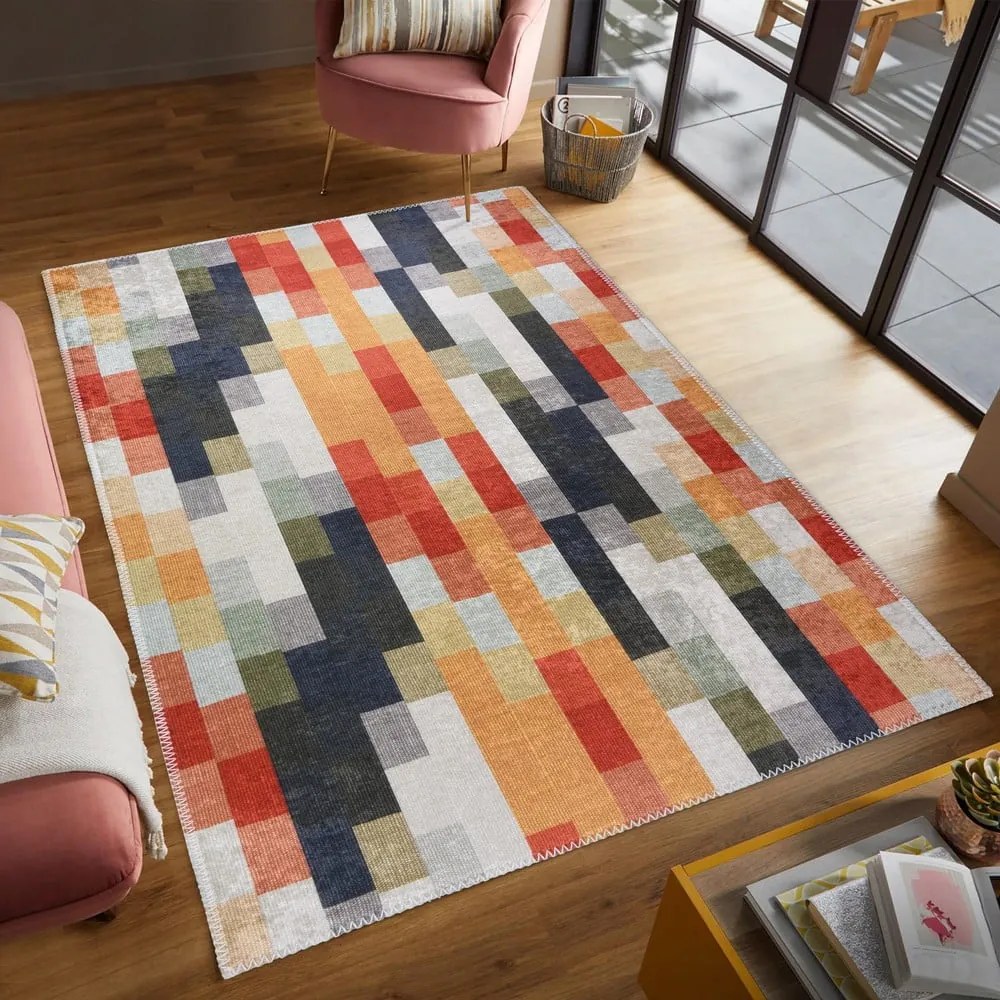 Tappeto arancione e grigio lavabile 120x180 cm Blocks of Fun – Vitaus