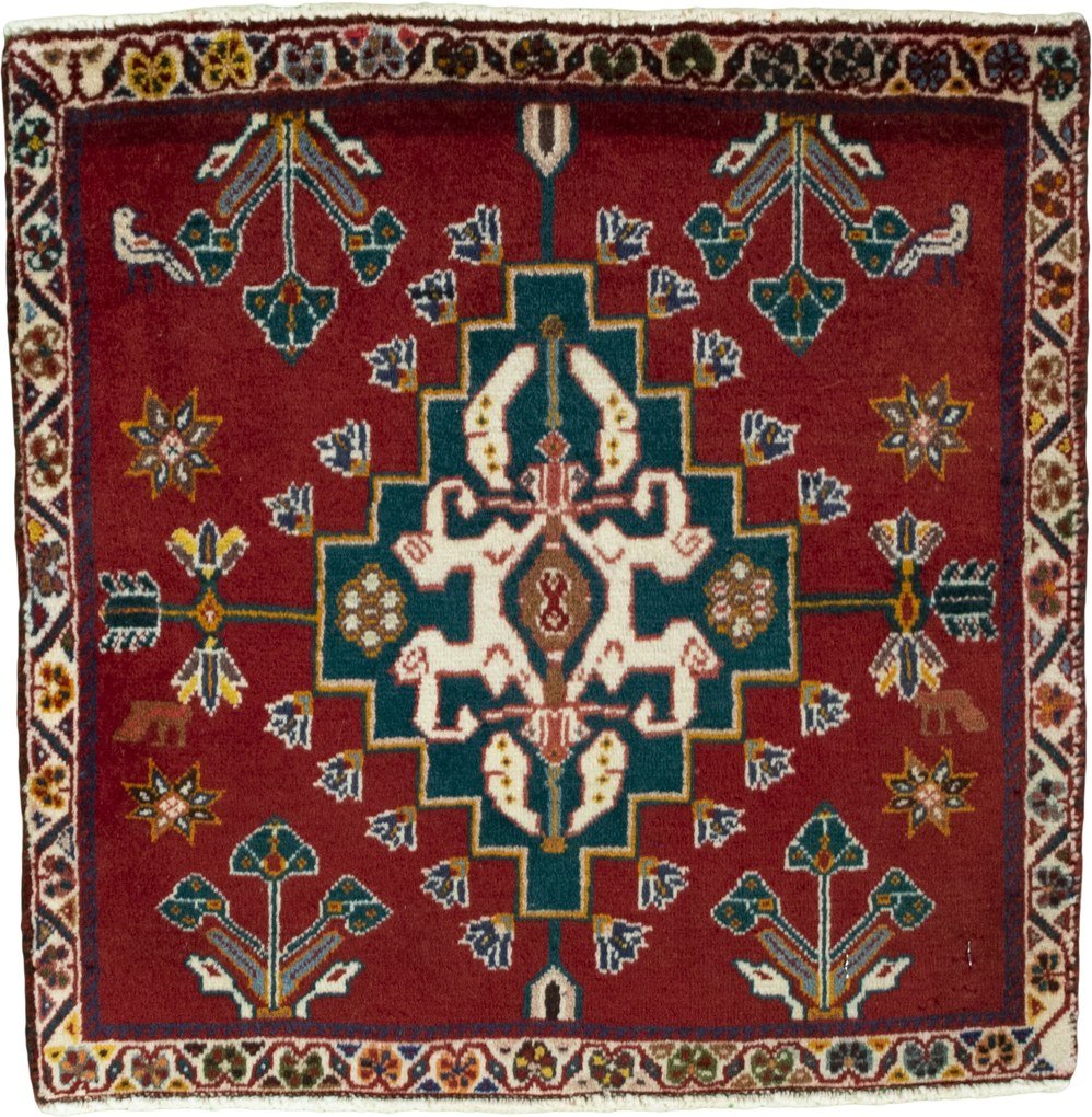 Shiraz Tappeto persiano 60 x 60 Rosso (Iran) Annodato A Mano