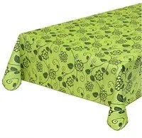 Tovaglia Antimacchia Cucina 135x230 cm Fiori Bordata Cotone Plastificato Copritavolo Verde