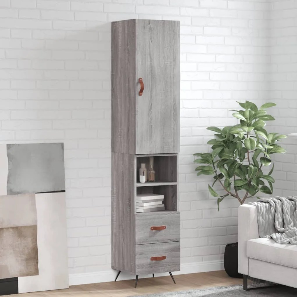Credenza Grigio Sonoma 34,5x34x180 Cm İn Legno Multistrato /