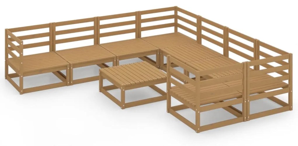 Set divani da giardino 9 pz in legno massello di pino