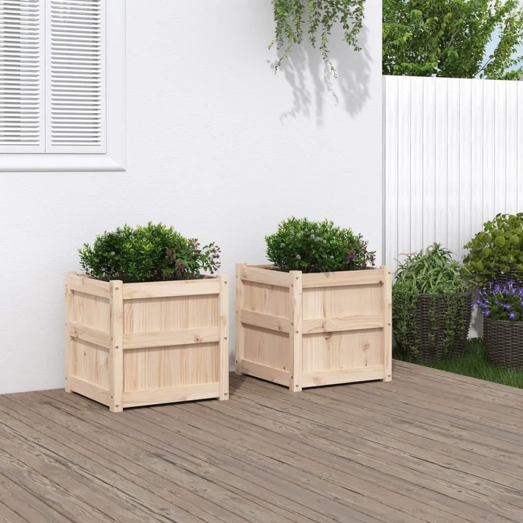 Fioriere Da Giardino 2 Pz İn Legno Massello Di Pino /