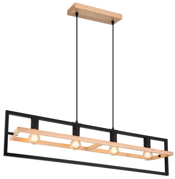 Globo 15575-4H - Lampadario a cavo ERICA 4xE27/40W/230V nero/beige