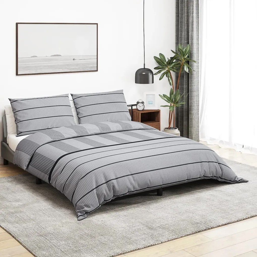 Set Copripiumino Grigio 260x220 Cm İn Cotone /