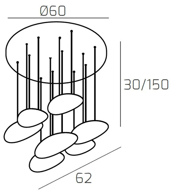 Sospensione Moderna Planet Metallo Sabbia Bianco 7 Luci Gx53