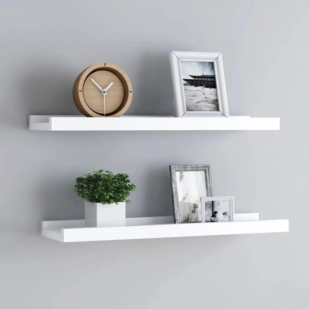 Mensole Con Sporgenza 2 Pz Bianche 60x9x3 Cm Mdf /