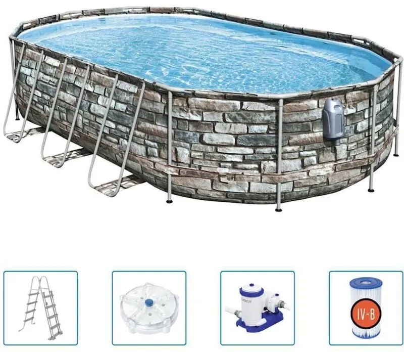 Piscina fuori terra power steel comfort jet ovale 610 x 366 x 122 cm - Bestway