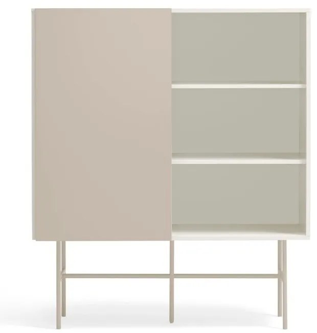 Cassettiera beige/color crema con porte scorrevoli 120x140x45 cm Nube – Teulat