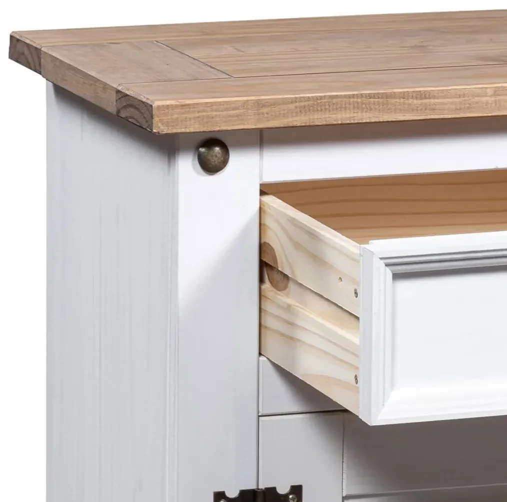 Comodino in legno di pino messicano corona bianco 53x39x67 cm