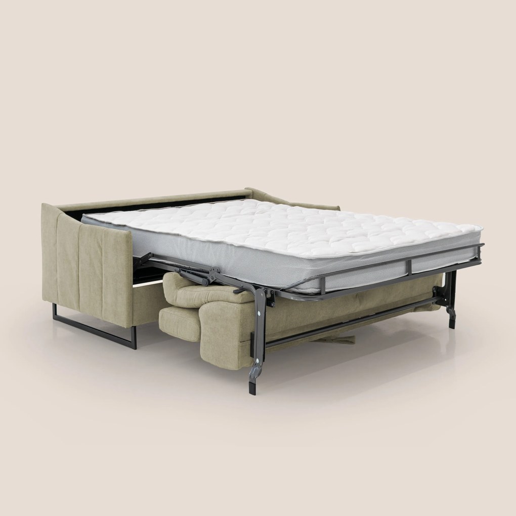 Loto divano letto salvaspazio materasso H18 cm con piedi alti in morbido tessuto impermeabile T14 beige