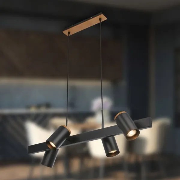Briloner 4059045 - Lampadario a cavo ERA 4xGU10/10W/230V nero