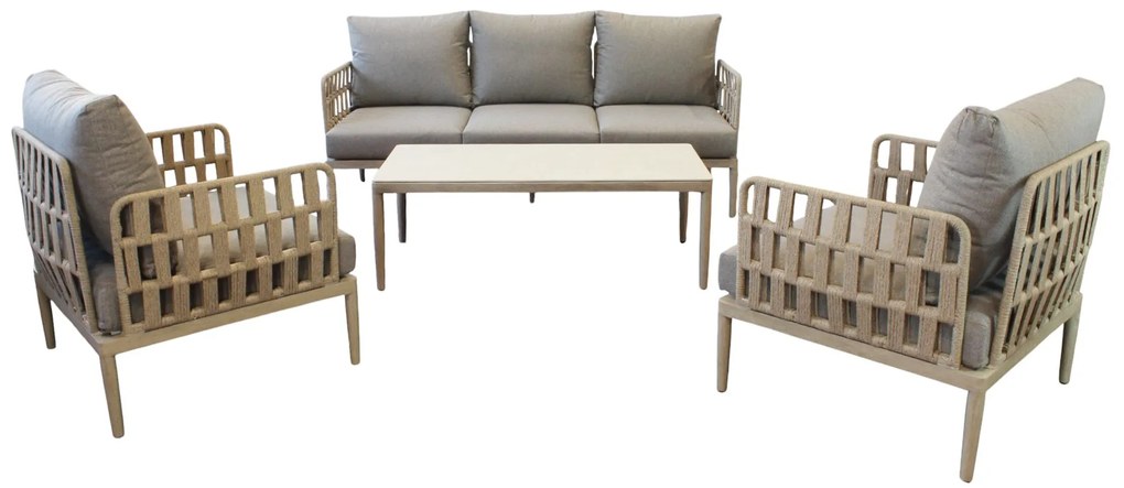 CASCADA - salotto outdoor con struttura in alluminio grigio chiaro, antracite o naturale