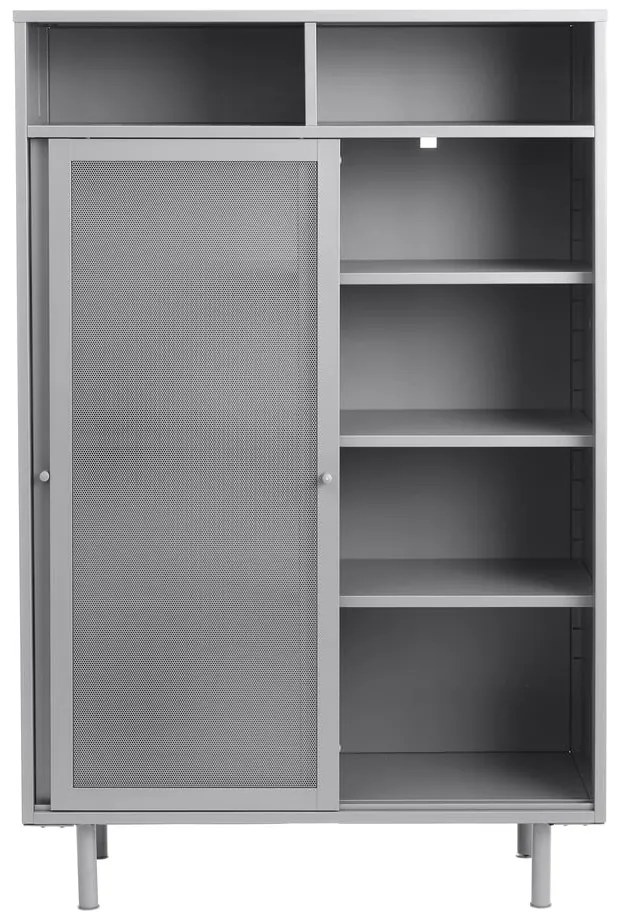 Armadietto grigio in metallo con ante scorrevoli 90x140x40 cm Veep – Unique Furniture