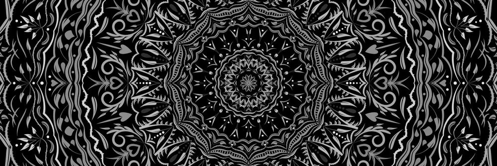Quadro su tela – Mandala in stile vintage in bianco e nero