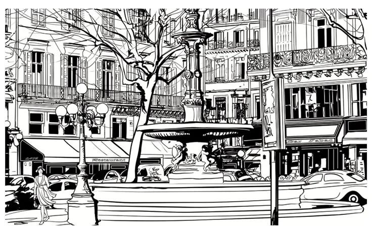 Fotomurale Sketch of parisian fountain