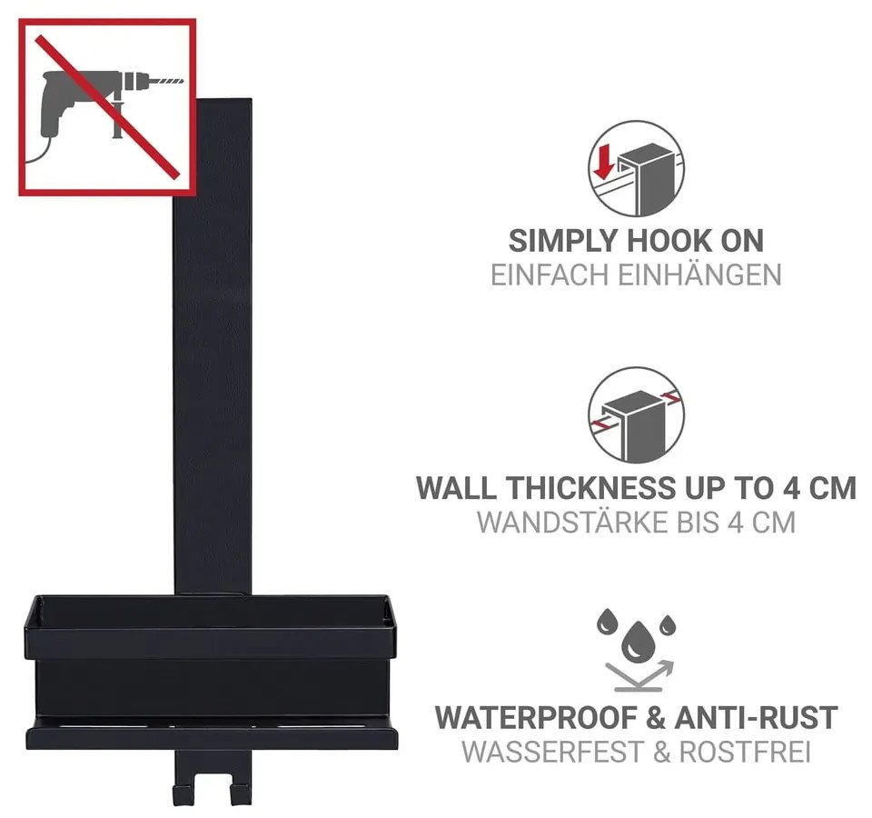 Mensola da bagno da appendere nera in acciaio inox Bribano – Wenko