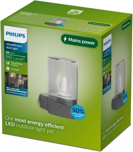 Philips - Lampada da parete a LED per esterni NAYL 1xE27/4W/230V 2700K IP44