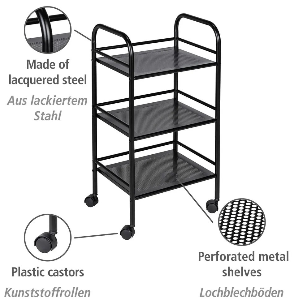 Scaffale mobile in metallo nero 41x75 cm - Wenko