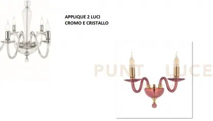 Applique  paganini cristallo cromo 2 luci attacco e14 h.32cm