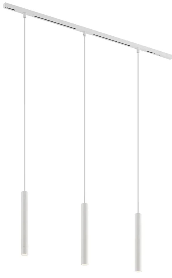 Sistema di illuminazione a binario moderno con 3 luci a sospensione bianche monofase - Slimline Keno