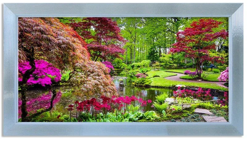 Stampa incorniciata su tela Giardino zen multicolore 136 x 76 cm