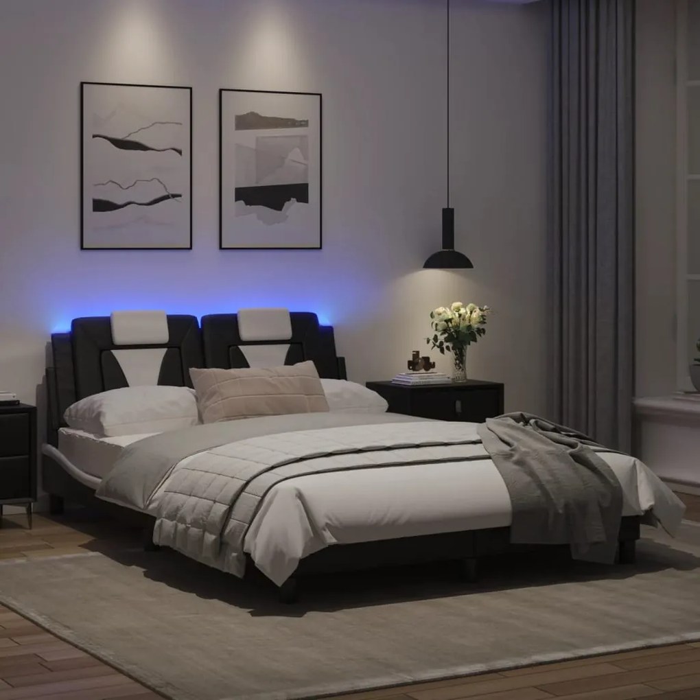 Giroletto con luci led nero e bianco 120x200 cm in similpelle