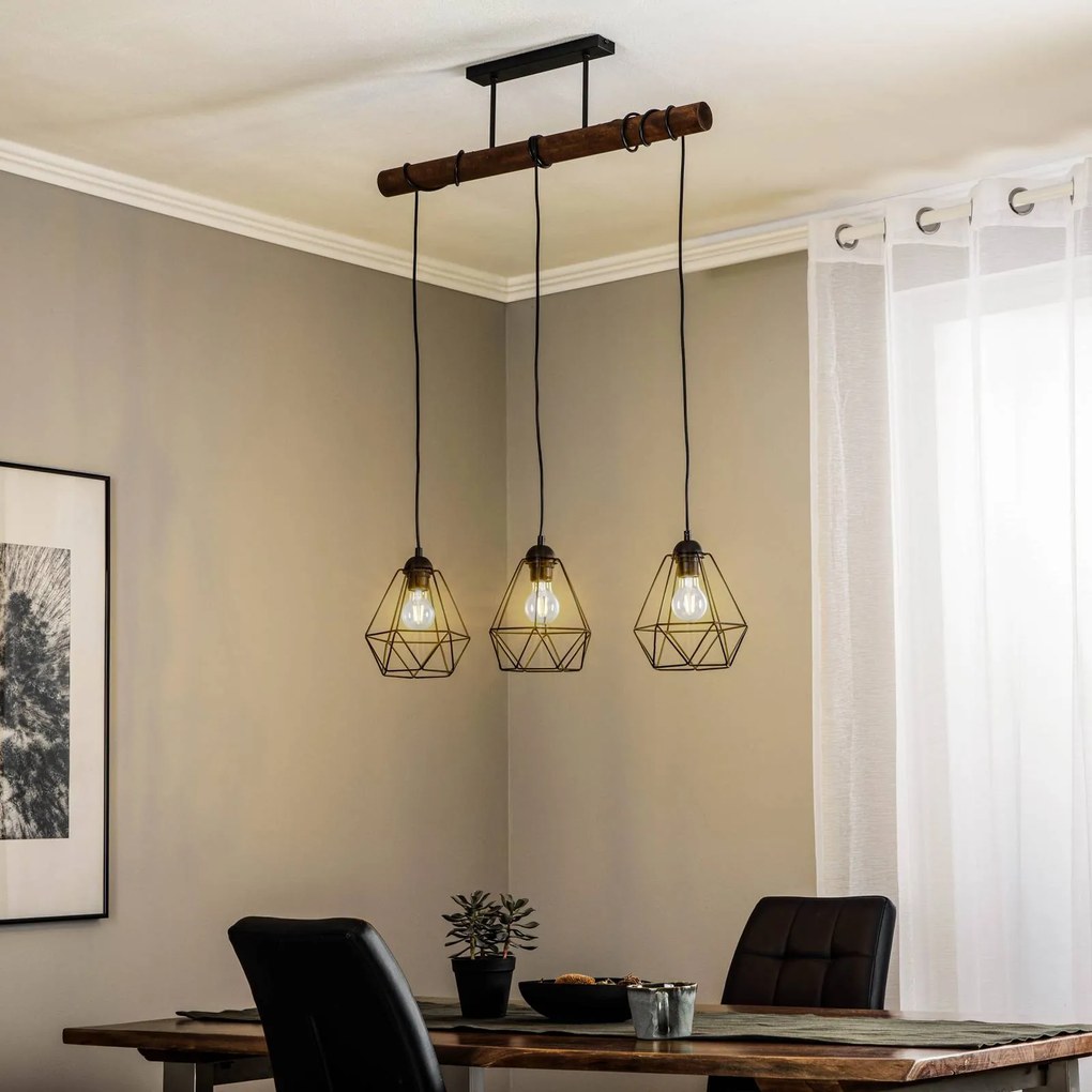 Eko-Light Lampada a sospensione Acero con paralume a gabbia, 3 luci