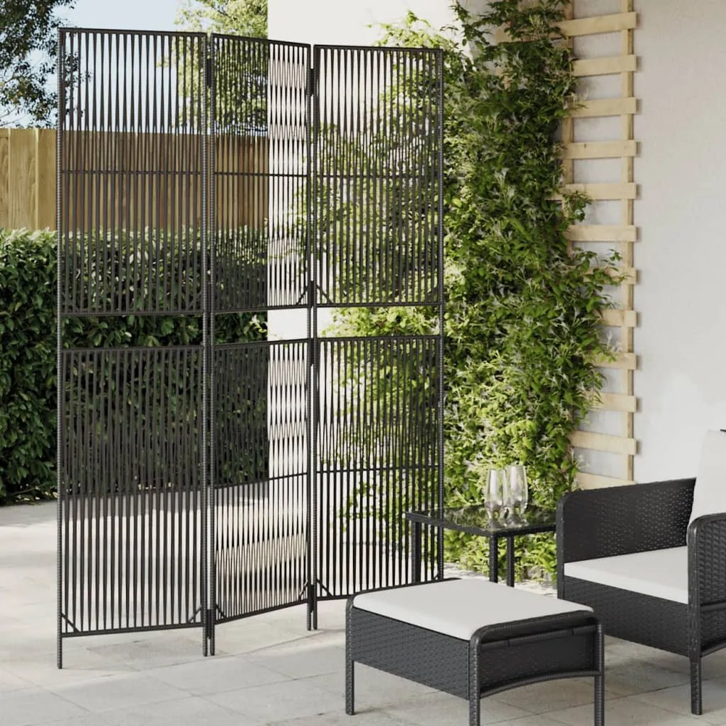 Divisorio Per Ambienti A 3 Pannelli Nero İn Polyrattan /