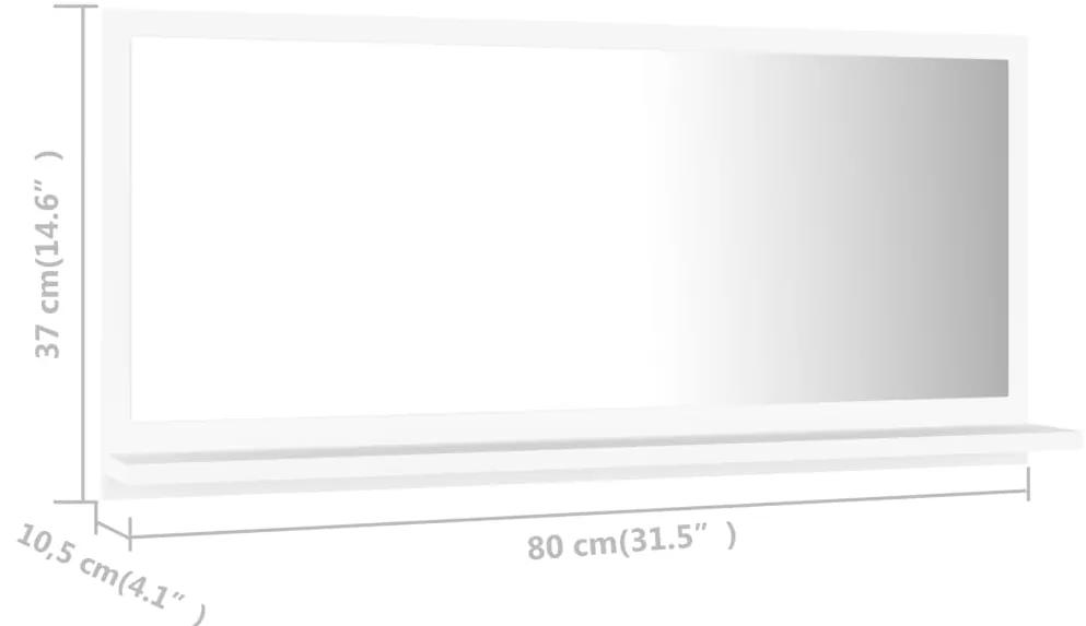 Specchio da Bagno Bianco 80x10,5x37 cm in Legno Multistrato