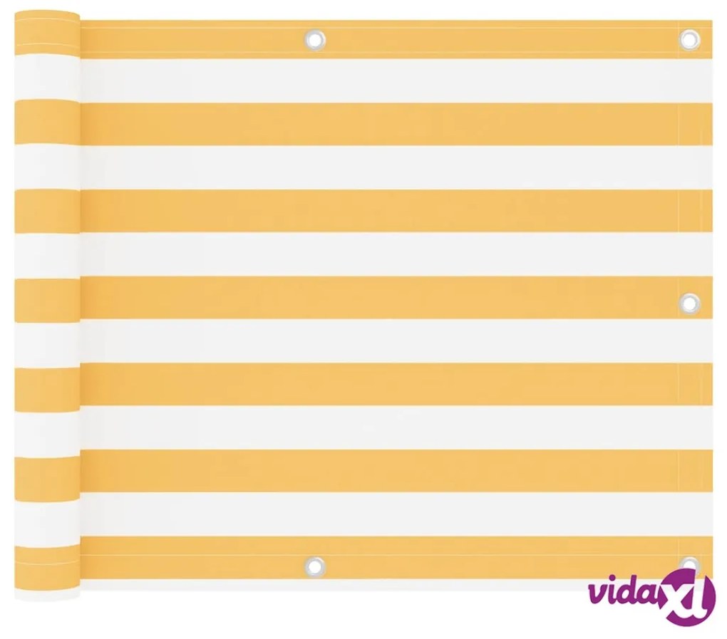 vidaXL Paravento da Balcone Bianco e Giallo 75x400 cm Tessuto Oxford
